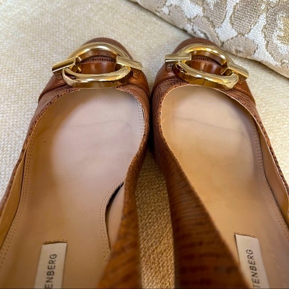 Diane von Furstenberg Saddle Lizard Print Leather Pumps w/Stacked Heels - 9 1/2 - Picture 4 of 8